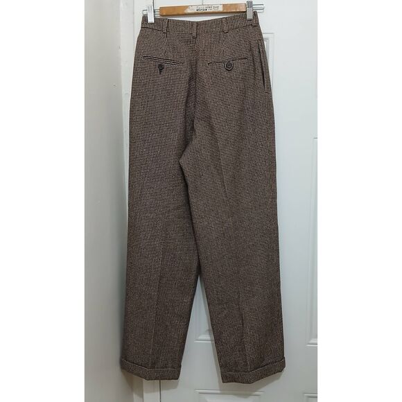 Vintage ralp lauren PURPLE LABEL women size 6 wool pants brown 24 waist gingham - Picture 7 of 11